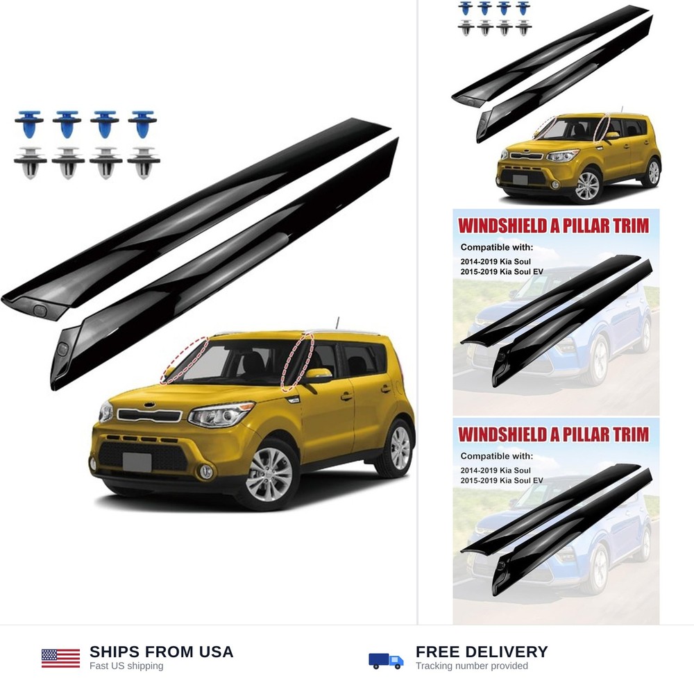 FEXON Windshield A-Pillar Trim Molding Set Compatible with 2014-2019 Kia Soul…