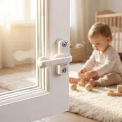 1 Set Durable Plastic Window Lock with T Handle White Anti Theft Security
