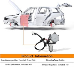 6 Pins Power Window Lift Motor Compatible with Infiniti FX35/FX45/G35 Sedan Only
