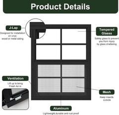 2 Pack Shed Windows 24″ x 36″ Flush Mount Window with Tempered Glass,House Sm…