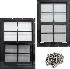 2 Pack Shed Windows with Black Frame,18x 23 Flush Mount Small Window