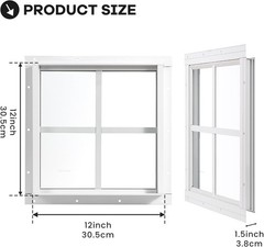 Versatile 12″x12″ Weather Resistant Shed Windows – 2 Pack with Aluminum Frames