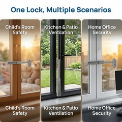 2 Pack Plastic Sliding Window Safety Locks Child Proof Adjustable Grey Home