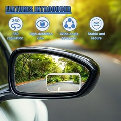 2-Pack Rectangular Blind Spot Mirrors for Cars, HD Glass Wide Angle Convex Stick
