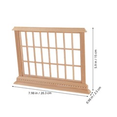 Beige Wooden Miniature Dollhouse Window Frame for Crafts and Fairy Houses