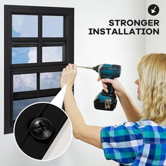 Ventilated Shed Windows 12 Inch x 18 Inch Black with Built in Fiberglass Screens