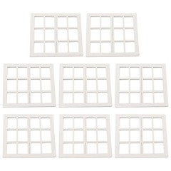 8Pcs Miniature Wooden Window Frames White Reusable Dollhouse Decoration