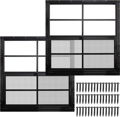2 Pack Shed Windows W/ Black Frame 24 x 36 Flush Mount Small Window W/ Tempered