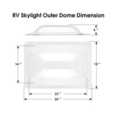 RV Skylight Replacement Bundle,18″ x 26″ Skylight Outer Dome Fit 14″ x 22″ Op…