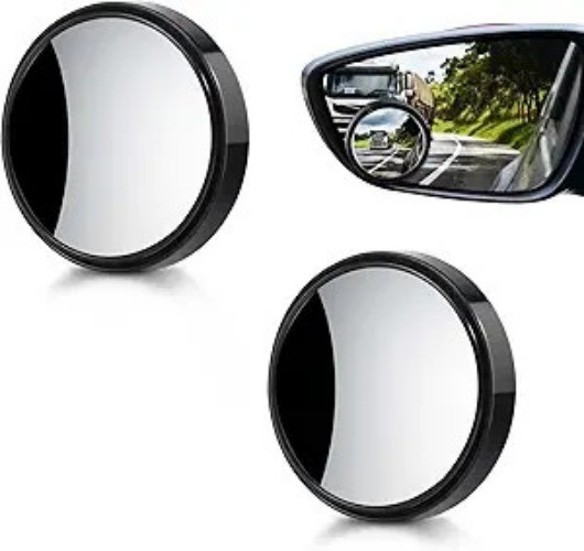 2 Inch Adjustable Blind Spot Mirror with Frame, HD Glass Ro Size: 2 Pack Black