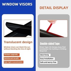 in-Channel Window Deflectors for Ford F-150 2009-2014 SuperCrew Cab, Dark Smo…