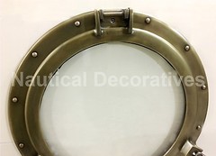 20″ Aluminum Porthole Antique Finish~Porthole Glass Ship Window Home Decor