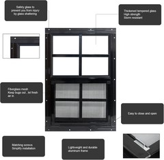 24″ x 36″ Shed Windows with Tempered Glass and Fiberglass Screen, 2 Pack