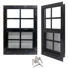 14″ x 21″ Shed Windows – Tempered Glass, Fiberglass Screen, 2 Pack for Shed, Coo