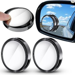 4 Pcs 2 Inch Round Convex Blind Spot Mirrors with Frame, 360-Degr Color: Black