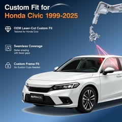 Honda Civic Side Window Sun Shade, OEM Laser-Cut Custom Fit Graphene Honeycom…