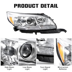 Headlight Assembly Compatible with Chevy Malibu 2013 2014 2015 Driver Left Side