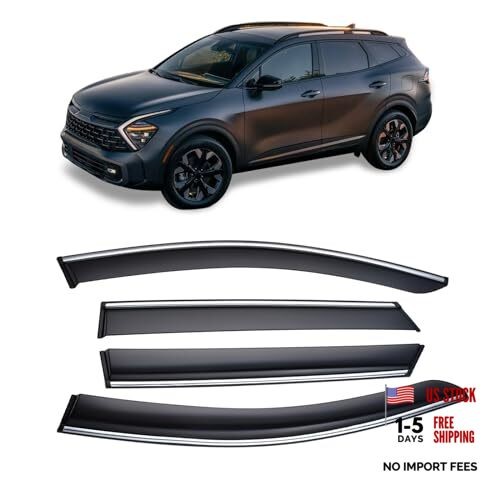 Window Rain Guard with Chrome Trim Compatible with Kia Sportage 2023 2024 2025