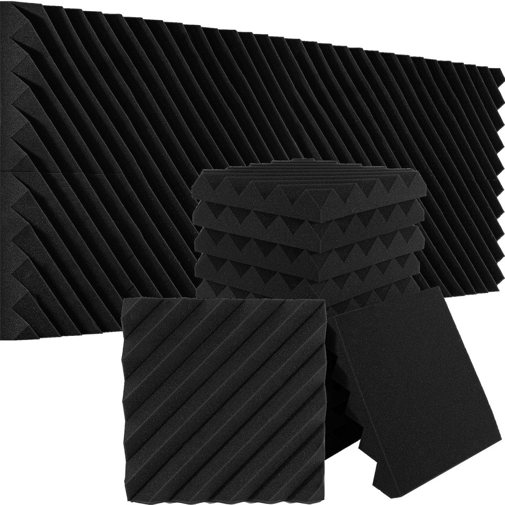 Foroomaco Slash Acoustic Foam Panels, 12 x 12 x 2 in, 12 Pack, Black | Linear…