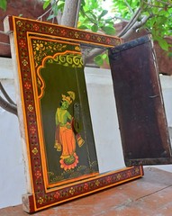 Antique Wooden Window Hand Painted Radha Krishna Rajasthani Wall Hanging Frame