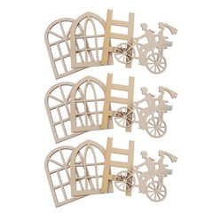16Pcs Durable Mini Wood Window Frames for Craft Dollhouse Interior Accessories