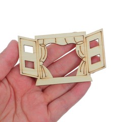 6Pcs Mini Wooden Window Frames Khaki Paintable Wood Craft Decor for Dollhouse