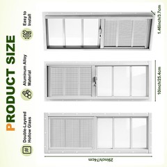 2 Pack Shed Windows, 10″X29″ Sliding Windows with Tempered Glass & Fiberglass Sc