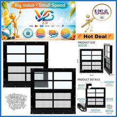 2 Pack Black 16×16 Aluminum Shed Windows Tempered Glass Screen Flush Mount