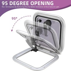 12.7″ Porthole Window Anodized Aluminum Marine Hatch with 10mm Thick Acrylic Lid
