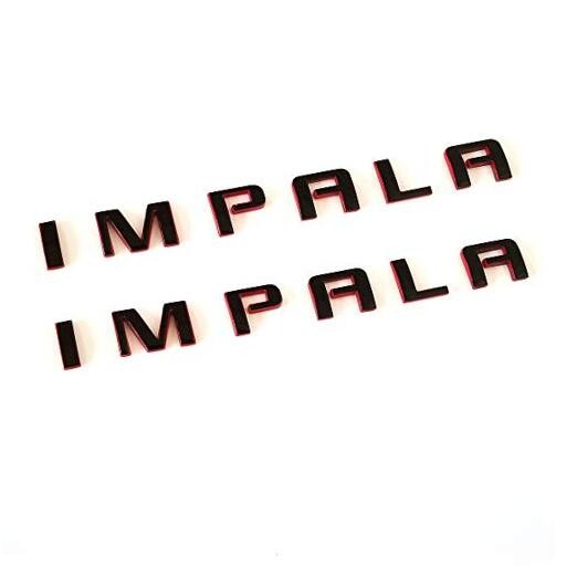 2Pack OEM Side Door Impala Emblems Nameplate Letters Badges Black red