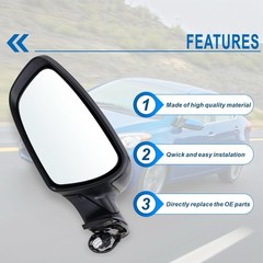 Left Driver side Mirror Compatible with 2014 2015 2016 Kia Forte L-5Pins Black