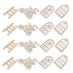 16Pcs Durable Mini Wood Window Frames for Craft Dollhouse Interior Accessories