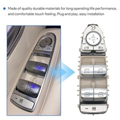 Power Window Switch Front Driver Side 3 Pins Compatible with Mercedes Cream