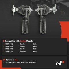 2 x Front Outer Tie Rod Ends, Compatible with Dodge Durango 1999, Dakota 1997
