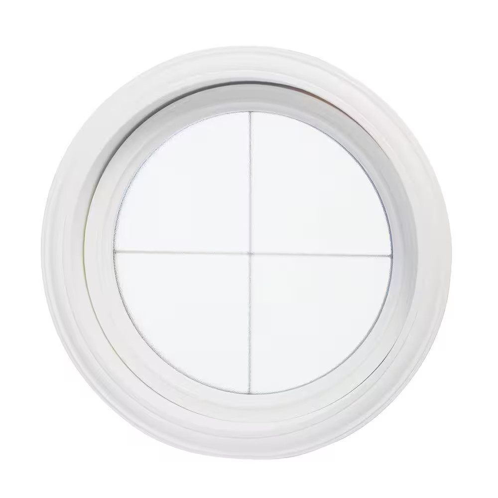 24.5 In. X 24.5 In. White Triple-Pane Insulated Glass round Vinyl Geo Picture Wi