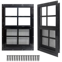 Compact 18×23 Shed Windows w/ Tempered Glass, 2 Pack – Black
