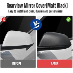 Kasato Model 3 Side Mirror Cover, Mirror Cap 2 PCS Matt Black Rearview Mirro …