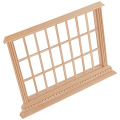 Unfinished Beige Mini Wood Window Frame for Dollhouse and Model House Decor