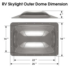 XMK RV Skylight Replacement Bundle 18 x 26 Outer Dome Fit 14 x22 Opening RV