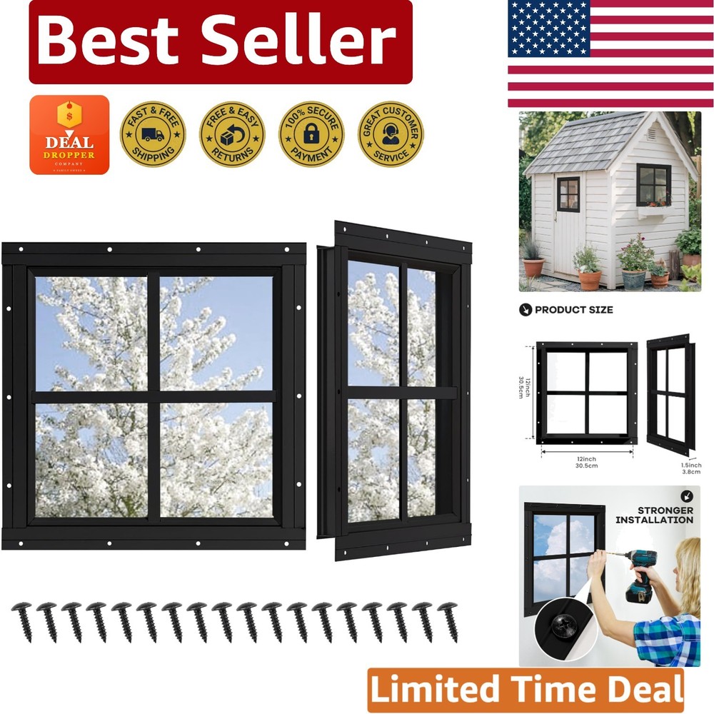 Elegant 2 Pack 12″x12″ Shed Windows with Tempered Glass for Stylish Escape