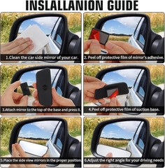 2PCS Blind Spot Mirror for Car Wide Angle Convex Rear View Mirror Kit