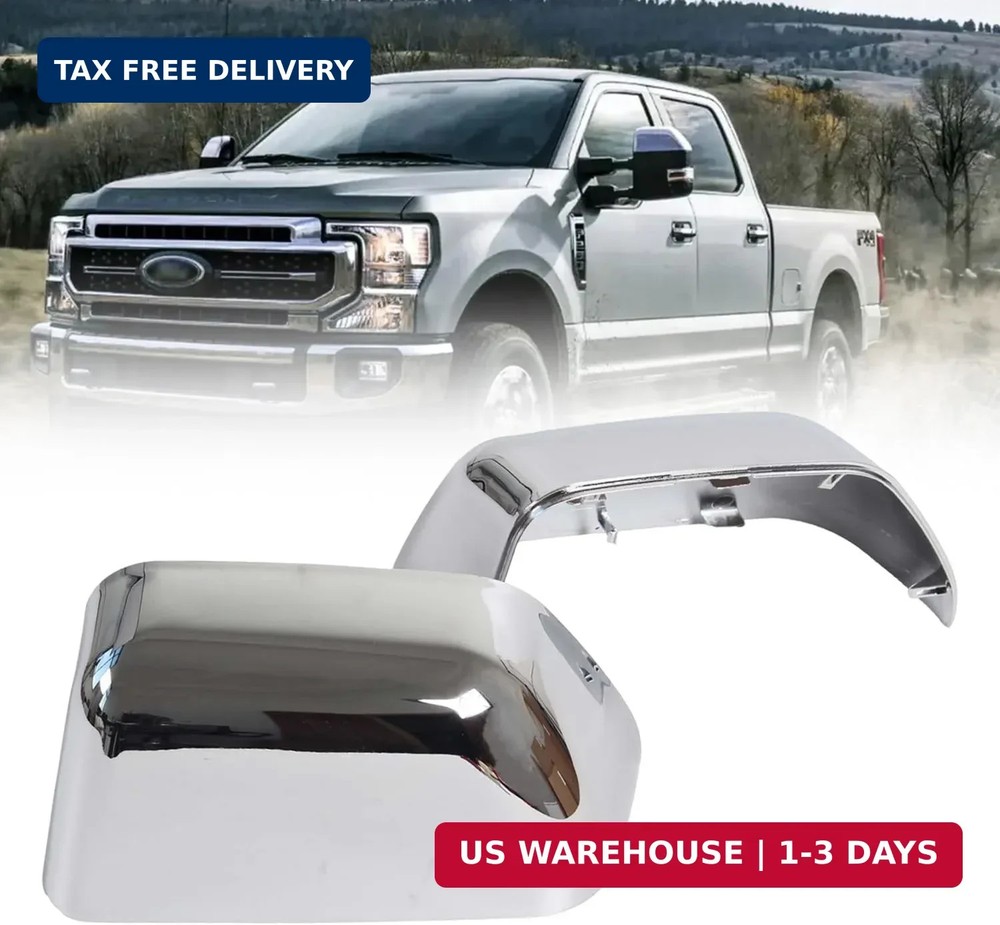 AUCERAMIC Chrome Plated Mirror Covers Caps Fit for Ford Super Duty 2017-2025 F-2
