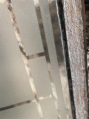 Etched Frosted Clear Glass Vintage Church Window, Architectural Art Glass, H,