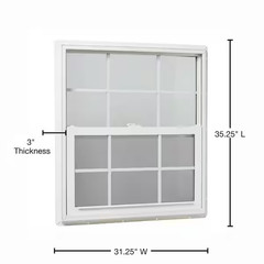 32 In. X 36 In. White Double-Pane Insulated Glass Vinyl Single Hung Window with