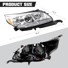 Headlight Assembly Compatible with Chevy Malibu 2013 2014 2015 Driver Left Side