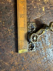 Ornate Cast Brass Victorian Window Sash Lock . Old Window Hardware 1850’s
