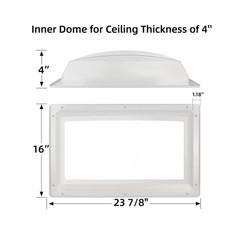 RV Skylight Replacement Bundle,18″ x 26″ Skylight Outer Dome Fit 14″ x 22″ Op…