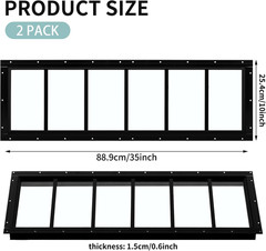 2 Pack 10″ X 35″ Shed Window, Transom Windows with Tempered Glass, Basement Gara