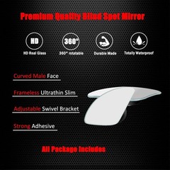 Ampper Fan Shaped Blind Spot Mirror, Frameless HD Glass Convex Wide Angle Stick