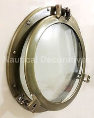 20″ Aluminum Porthole Antique Finish~Porthole Glass Ship Window Home Decor